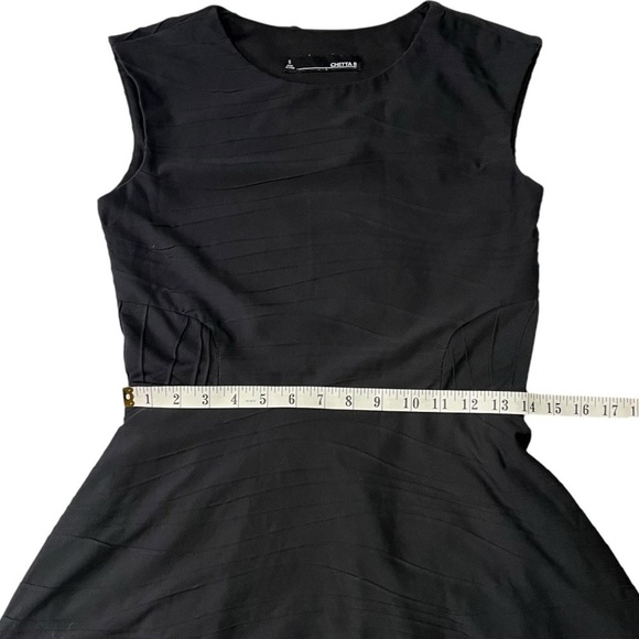 Chetta B Black Raised Ripple Fit and Flare Dress sz 6 - Picture 9 of 12